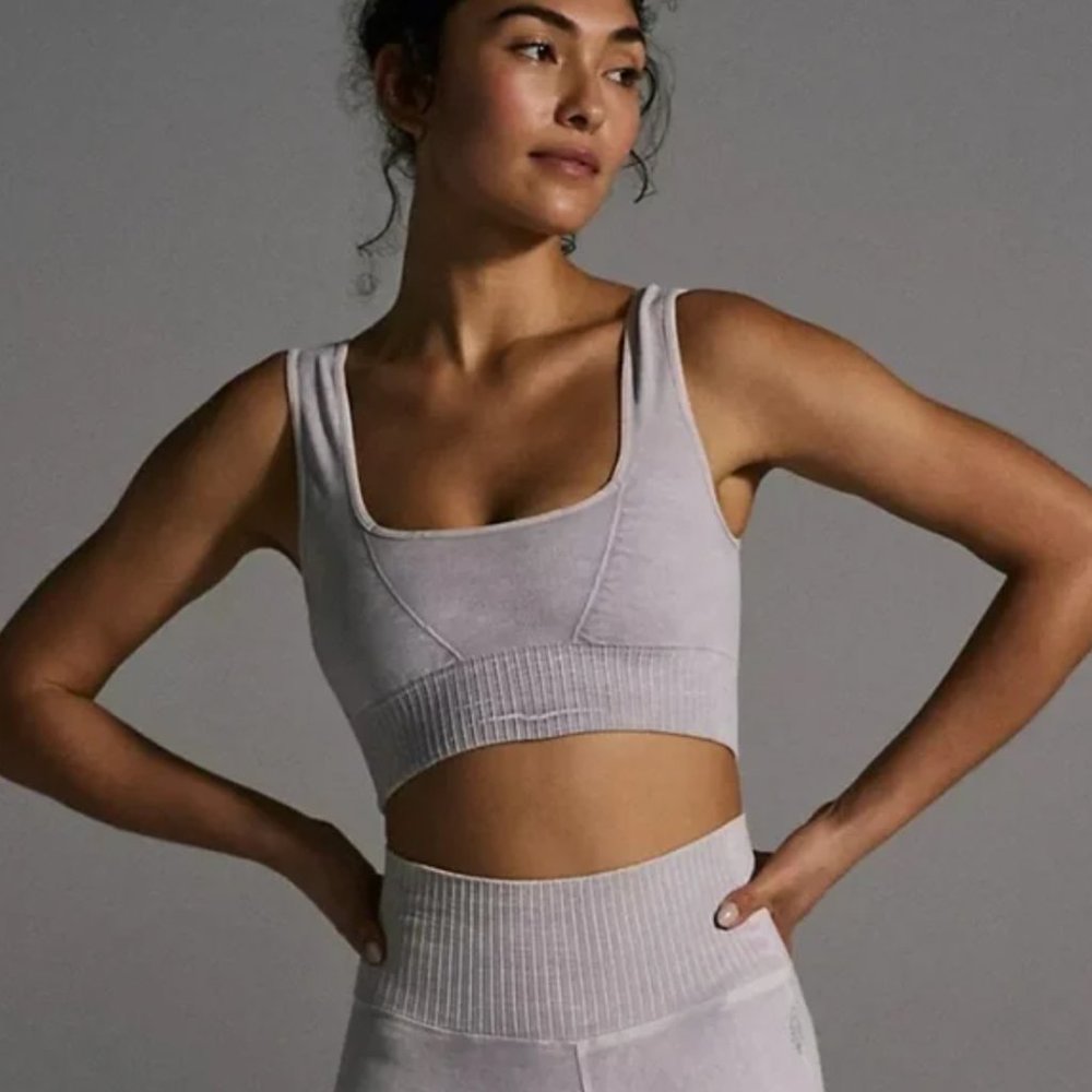 Free People Good Karma Square-Neck Bra XS/S in Ice Grey